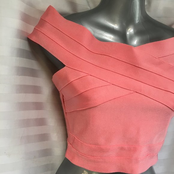 YaYa & Co Formal Coral Pink Top Strapless Grad Prom Zipper Sz Med Fitted Stretch - Picture 5 of 14